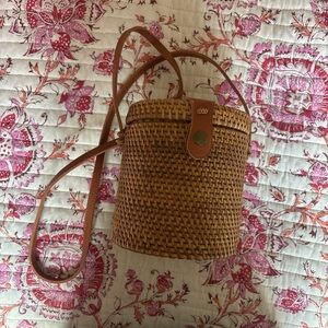 Brown Woven Bucket Bag